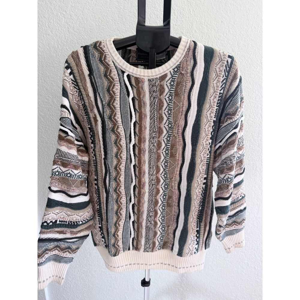 Vintage 90s Florence Tricot Coogi Style 3D Mens Cotton Blend Knit Sweater Large